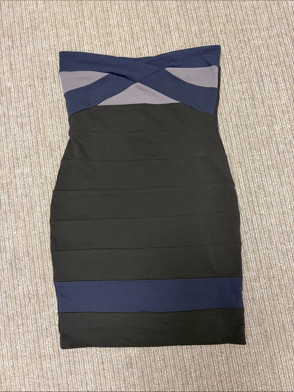 Zara Strapless Black, Navy & Gray Bandage Dress